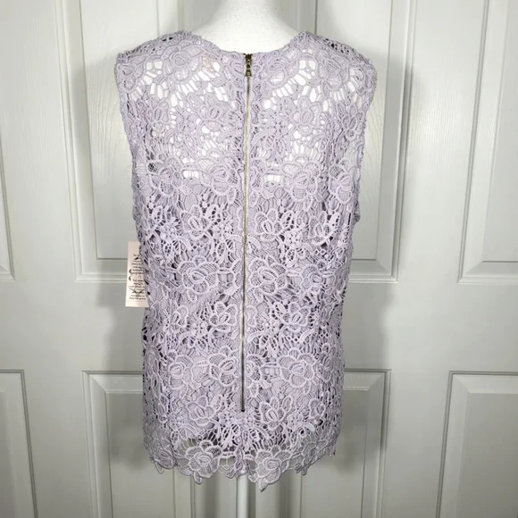 NWT Nanette Lapore Lace Sleeveless Top in Lavender Purple Zipper in Back - Picture 4 of 17